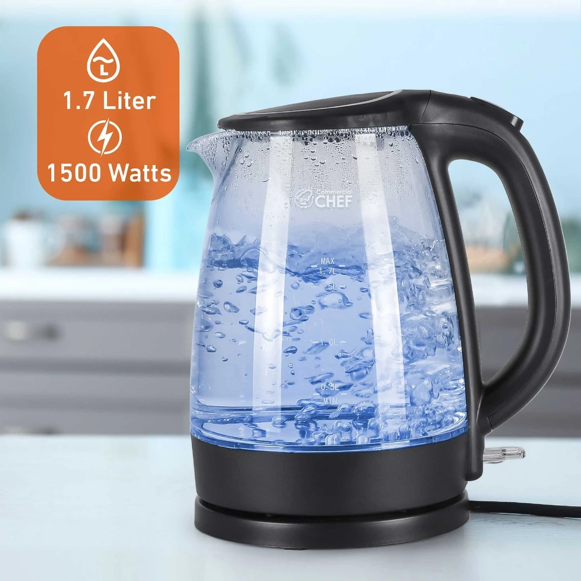 Wholesale ✔️ Commercial Chef 1.7L Cordless Glass Kettle ???? 6 Wholesale ✔️ Commercial Chef 1.7L Cordless Glass Kettle ???? - Image 6