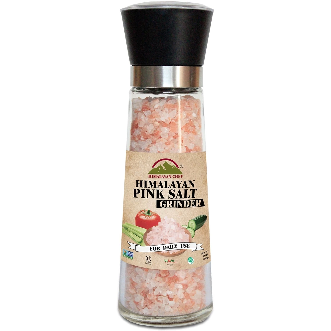New ???? Himalayan Chef Pink Salt Refillable Tall Glass Grinder 13 Oz. ???? 1 New ???? Himalayan Chef Pink Salt Refillable Tall Glass Grinder 13 Oz. ????